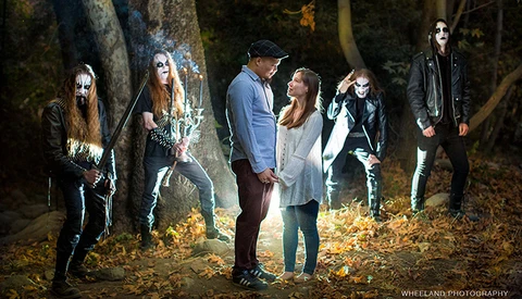 Wedding Photographer Has an Unexpected Guest at Engagement Shoot: A Black Metal Band