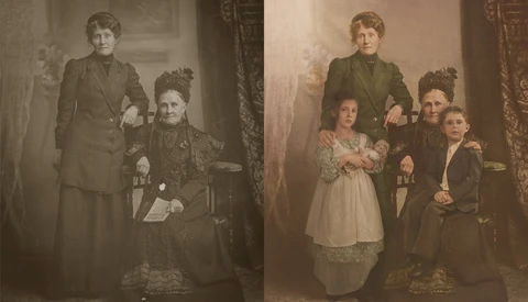 How One Artist Used Photoshop to Send Her Kids Back in Time to Meet Their Great Great Great Grandmother