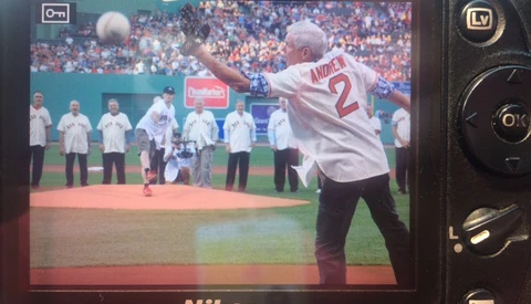 Horrendous First Pitch at Red Sox Game Gives Photographer Very Bad Day