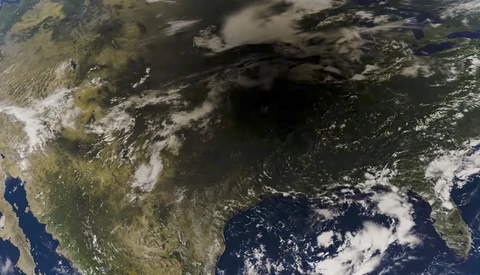 Watch From Space as Lightning Lights Up the Moon's Shadow During the Eclipse