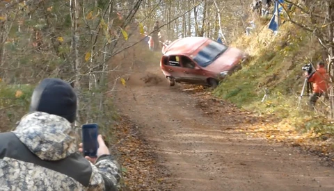 Photographer Has a Close Call With Flipping Car