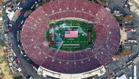 Photographer Catches Stealth Bomber Flying Over Stadium, and It's Not a Drone Shot