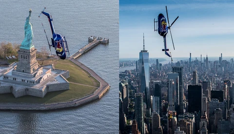 Aerial Photo Series Shows Helicopter Performing Flips and Rolls Over NYC