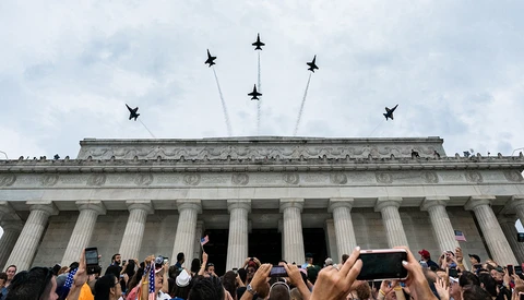 Trump Tweets Blurry Smartphone Photos of Salute to America and His Followers Love It