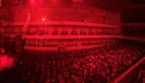 Photographer Turns Huge Symphony Hall Into Darkroom, Before Taking and Developing a Portrait on Stage