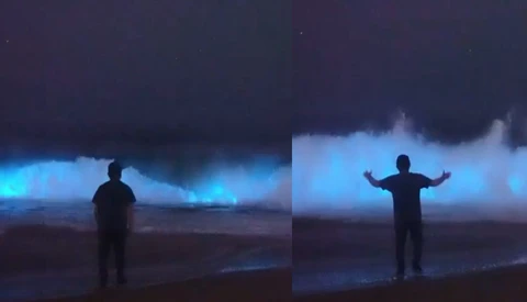 Photographer Captures Footage of Bright Luminescent Waves Sensation
