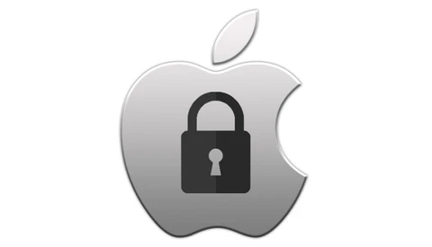 Illustration of Apple logo with padlock icon symbolizing security and privacy.