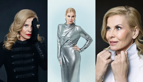 Three professional portrait photographs showing different lighting and styling approaches for beauty and fashion photography.