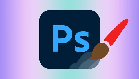 Illustration of Adobe Photoshop logo with a paintbrush and palette.
