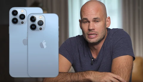 Two iPhone 13 Pro models in light blue displayed side by side, showing quad camera systems.