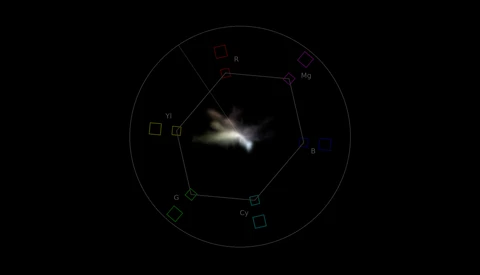 Diagram overlay on dark background showing a geometric polygon with labeled vertices and a bright light burst at the center.