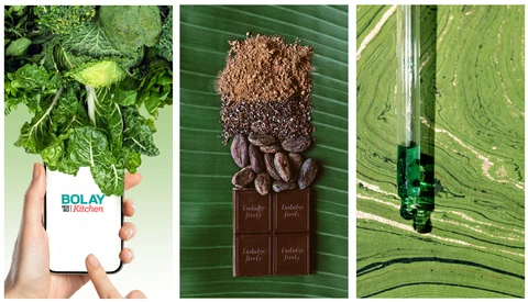 Three product photography examples displaying flat lay, overhead, and aerial compositional techniques.