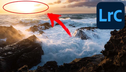 Dramatic coastal seascape with golden-hour light illuminating crashing waves and rocky outcrops.