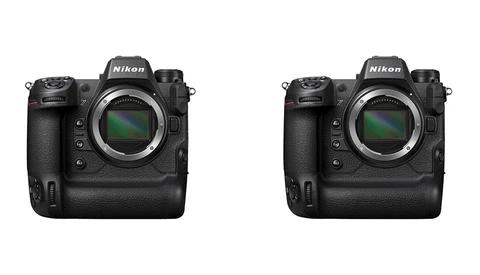 Two Nikon mirrorless cameras with battery grips shown from front, displaying identical sensor designs.