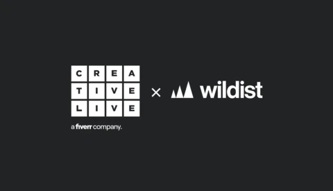 Logo graphic showing a partnership between Create Live and Wildist, a Fiverr company.
