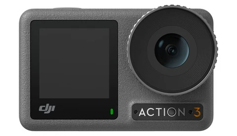 DJI Osmo Action 3 camera with rear touchscreen display and front-facing lens.