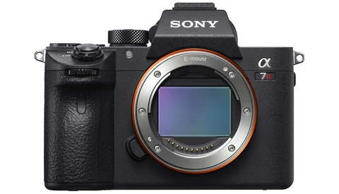Sony Alpha 7R II mirrorless camera body front view with open sensor and E-mount visible.