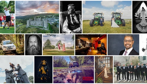 Collage of 20 diverse photography examples including landscapes, portraits, weddings, events, and creative compositions.