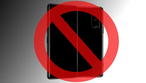 Smartphone with large red prohibition symbol overlaid on screen.
