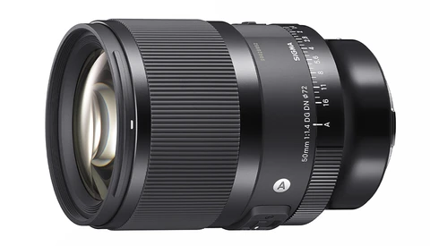 Sigma 56mm f/1.4 DC DN Contemporary lens with focus ring and aperture markings visible.