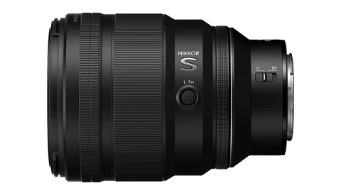 Nikon Z-mount S-series lens with focus ring and autofocus/manual switch visible on barrel.