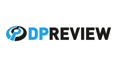 Logo for DPReview, featuring a blue and black circular design with a stylized P letter next to blue and black wordmark text.
