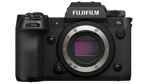 Fujifilm X-S5 mirrorless camera body front view showing sensor and lens mount.