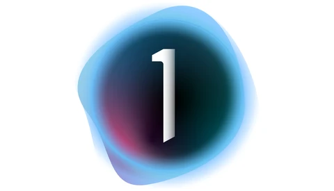 Graphic illustration of the number 1 centered in a glowing orb with blue, teal, and dark gradient lighting.