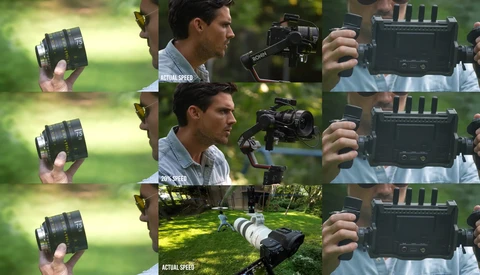 Comparison grid showing lens and camera handling techniques for videography and filmmaking.