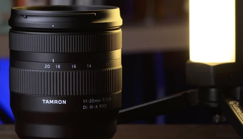 Tamron 11-20mm f/4.5-5.6 Di III-A RXD lens with focal length markings visible on barrel.