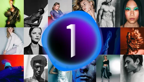 Collage of 16 portrait photographs featuring diverse subjects with varied lighting, styling, and post-processing techniques.