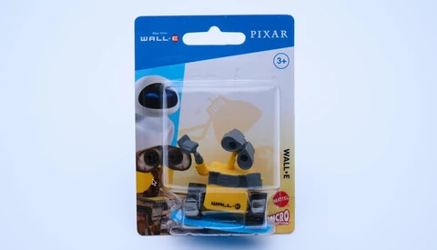 WALL-E action figure in yellow and black packaging against a light background.