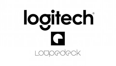 Logitech and Loupedeck logos displayed vertically on white background.