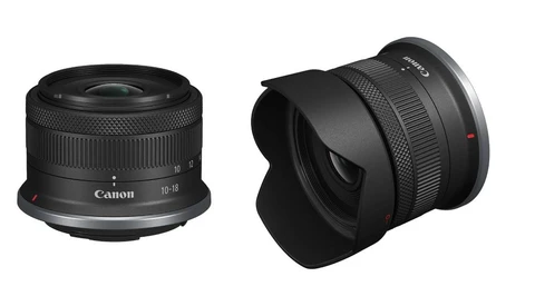 Two Canon RF-mount lenses displayed against a white background, showing a standard zoom and ultra-wide angle option.