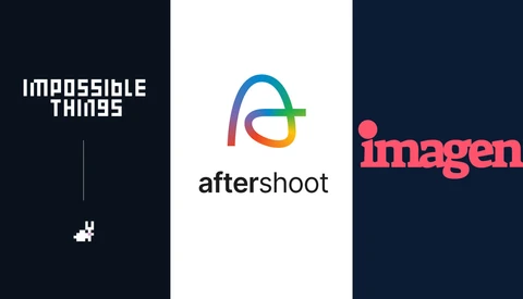 Graphic showing three company logos: Impossible Things, Aftershoot, and Imagen.