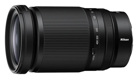Nikon NIKKOR Z mount telephoto zoom lens with ribbed barrel and distance scale markings.