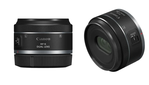 Two Canon RF-mount lenses displayed side by side against a white background.