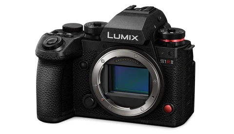 Panasonic Lumix S1R II mirrorless camera body against white background.