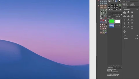 Screenshot of Photoshop interface displaying a gradient artwork with blue and purple tones.