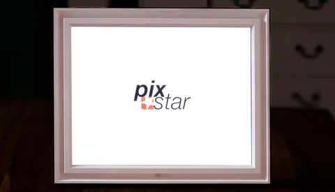 Screenshot of Pixstar logo displayed on a framed digital screen.