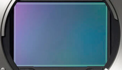 Device screen displaying a gradient color transition from purple and blue on the left to teal and cyan on the right.