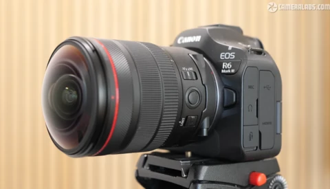 Canon EOS R6 Mark II mirrorless camera with RF 15-35mm f/2.8L IS USM lens mounted on tripod head.