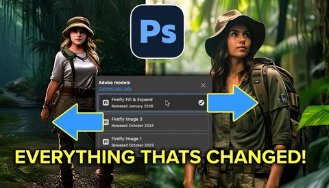 Screenshot of Adobe Photoshop's Firefly models panel showing three AI image generation options with release dates.