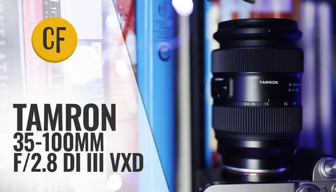 Tamron 35-100mm f/2.8 DI III VXD lens displayed with CF badge in upper left corner.