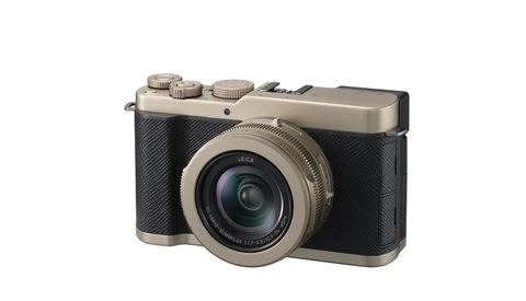 Rangefinder-style digital camera with champagne and black finish