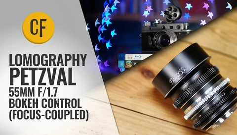 Lomography Petzval 55mm f/1.7 lens with bokeh control focus-coupled mechanism displayed on wooden surface