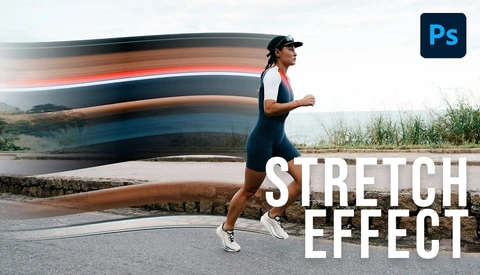 Screenshot demonstrating the Stretch Effect in Adobe Photoshop with a runner in motion
