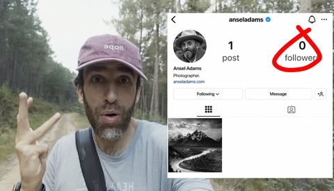 Screenshot showing Instagram profile with zero followers and one post