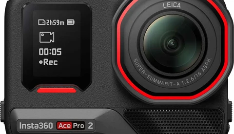 Insta360 Ace Pro 2 action camera with black body and red accents, featuring Leica lens