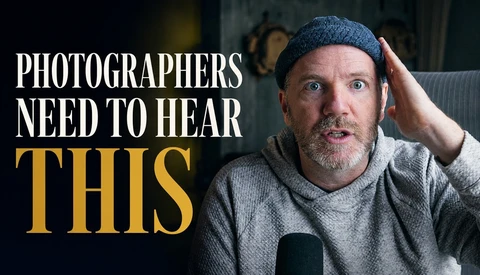 Man in beanie and microphone with text overlay 'PHOTOGRAPHERS NEED TO HEAR THIS'